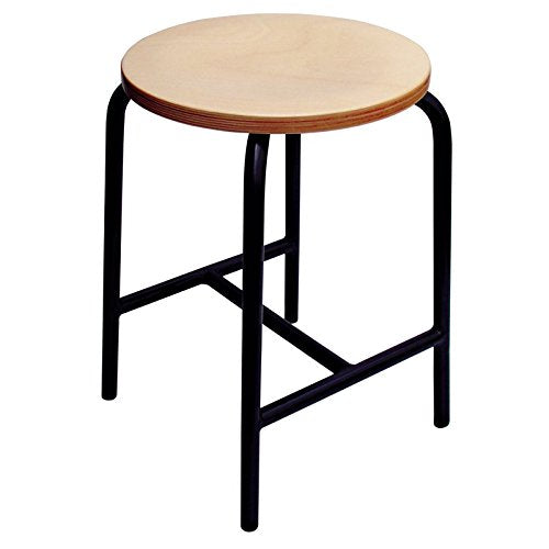 H-Strebe-Hocker Modell 3155, Sitzhöhe 55 cm, Sitz Buche, von Lotz