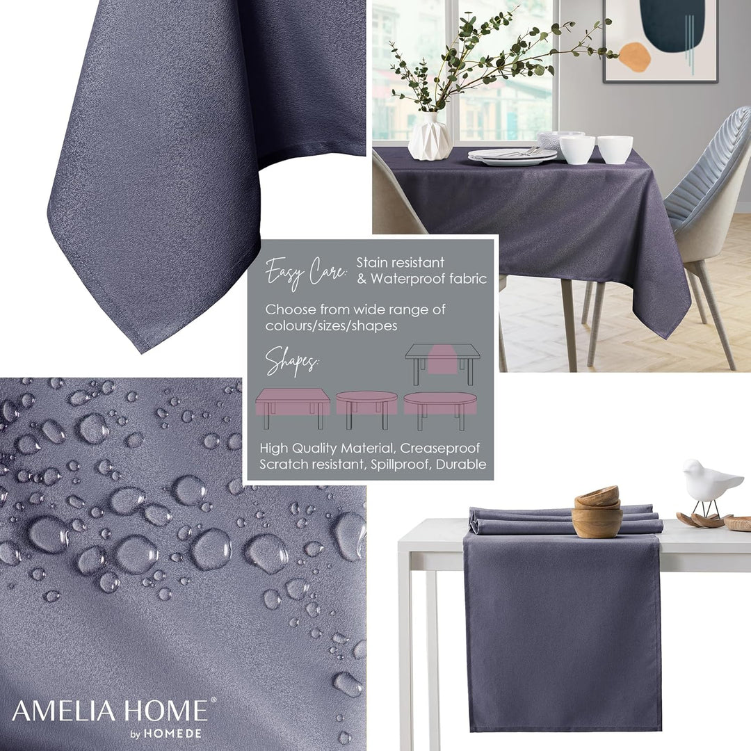 AmeliaHome Tischdecke oval 120x160 cm Tischtuch Tafeldecke Fleckschutz Lotuseffekt Abwaschbar Wasser