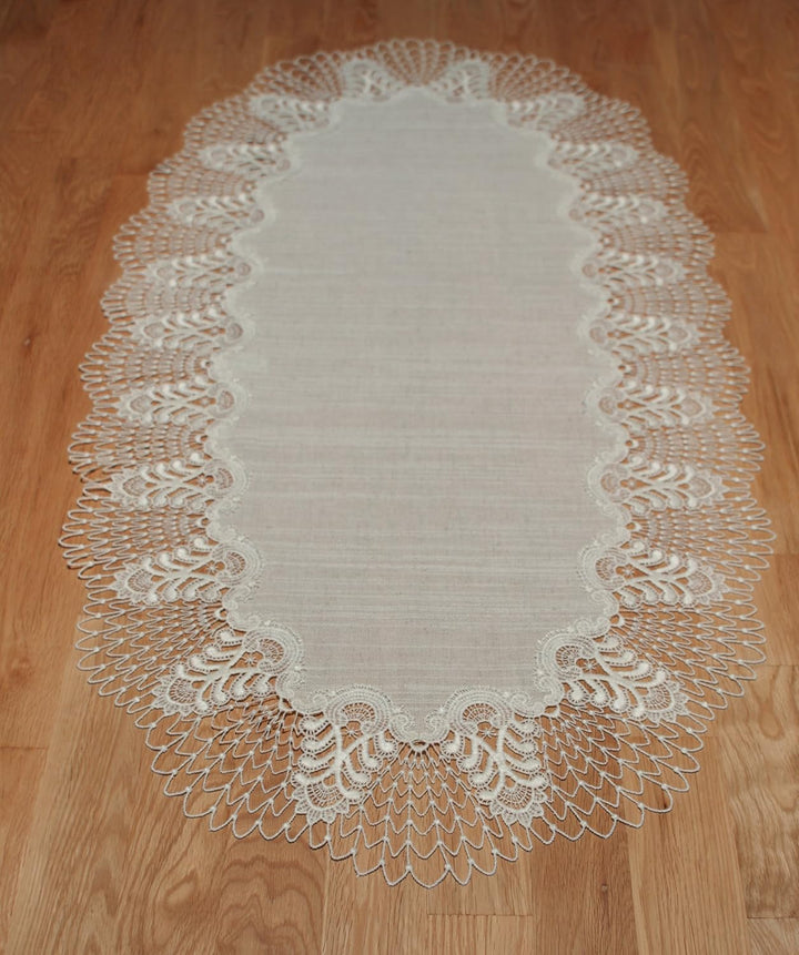 Plauener Spitze by Modespitze 4048L_14_5090 Tischdecke Oslo L, Gre 50 x 90 cm, oval 50 cm x 90 cm ov