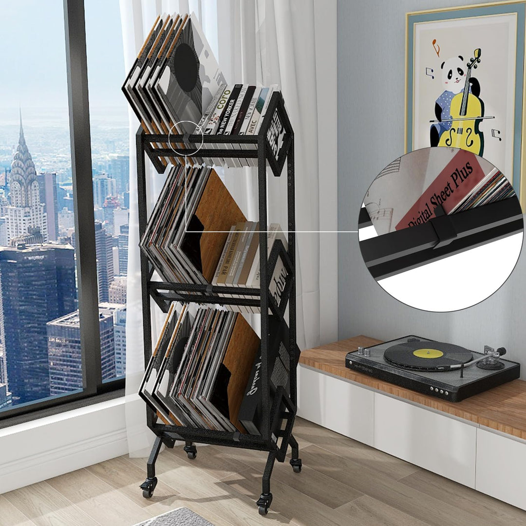 VEDECASA DJ Vinyl Record Schallplatten Plattenständer Regal Vinyl Regal mit 3-stöckiges Speicherhalt