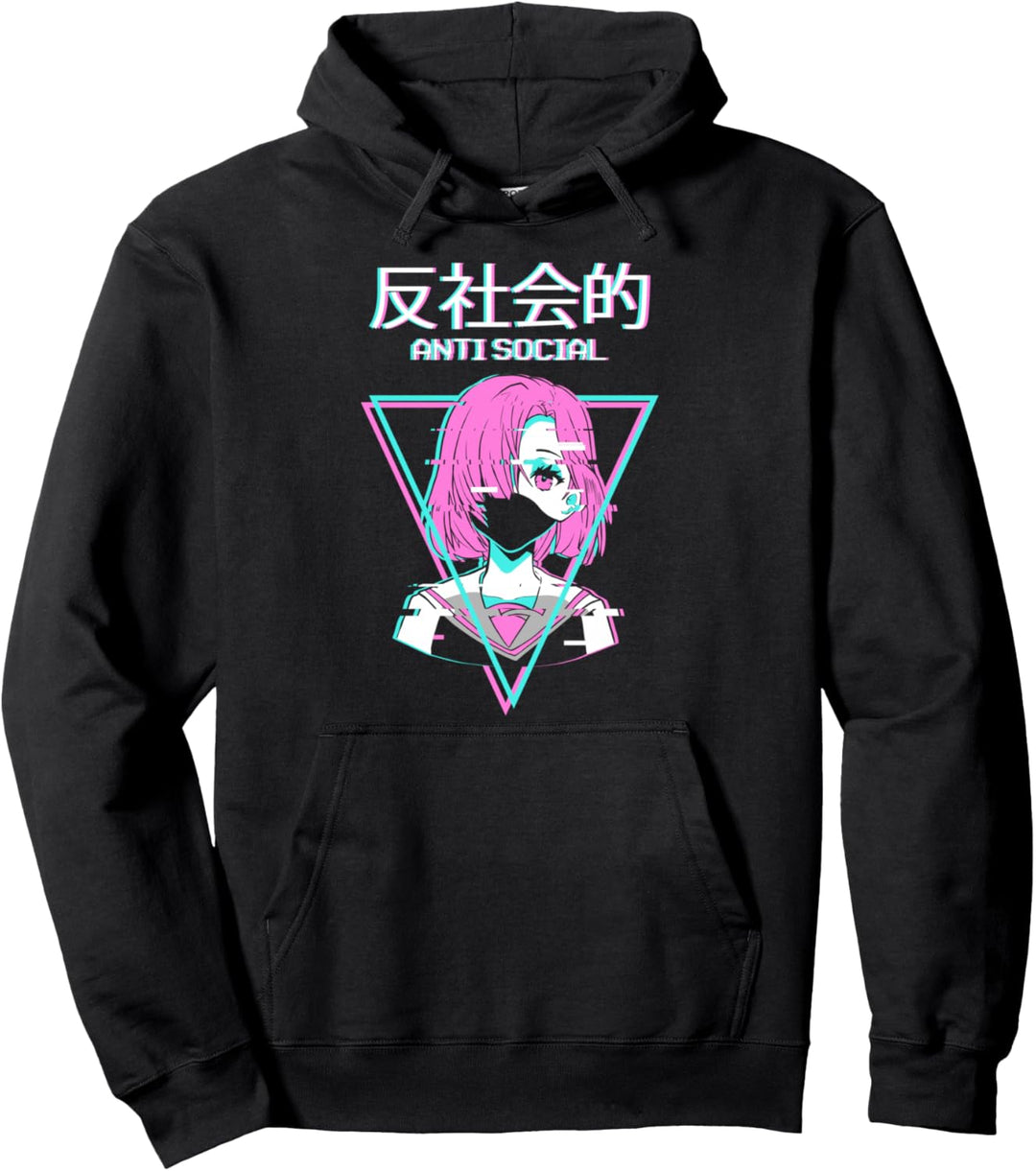 Antisocial Vaporwave Anime Girl Japanisch Indie Alt Pullover Hoodie