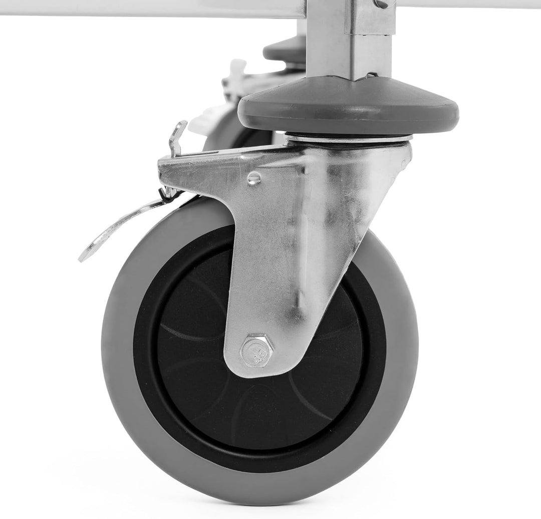 TECHNICA PRESTONA Servierwagen Edelstahl 3 Etagen mit Rollen & Bremse Quadratischer Griff 850x450x90