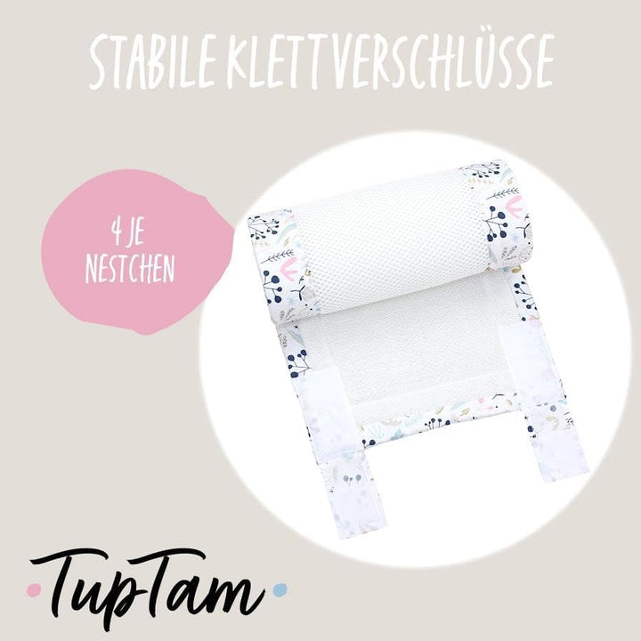 TupTam Gitterstäbe Schutz Netz Babybett Nestchen 3D Mesh 2 Pack, Farbe: Extra Dickes 8mm Netz/Vogelb