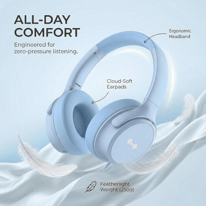 Over-Ear Kopfhörer: Faltbar mit Mikrofon &amp; In-Line Steuerung – 3,5mm Klinke + USB-C Adapter – Weiche