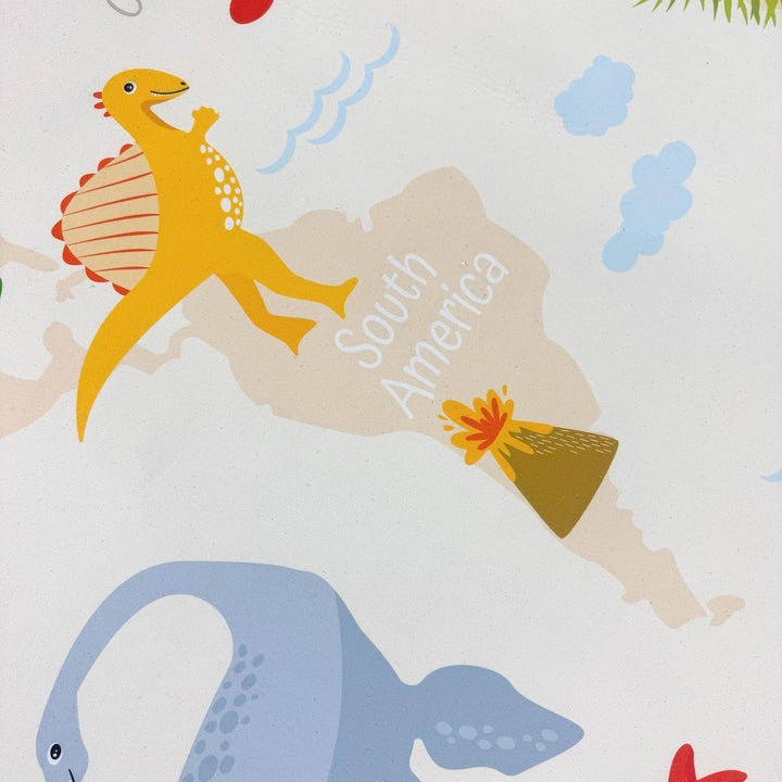 Teppich-Traum Teppich Rund Kinderzimmer Dino-Landschaft mit Pflanzen und Kontinenten rutschfest flac