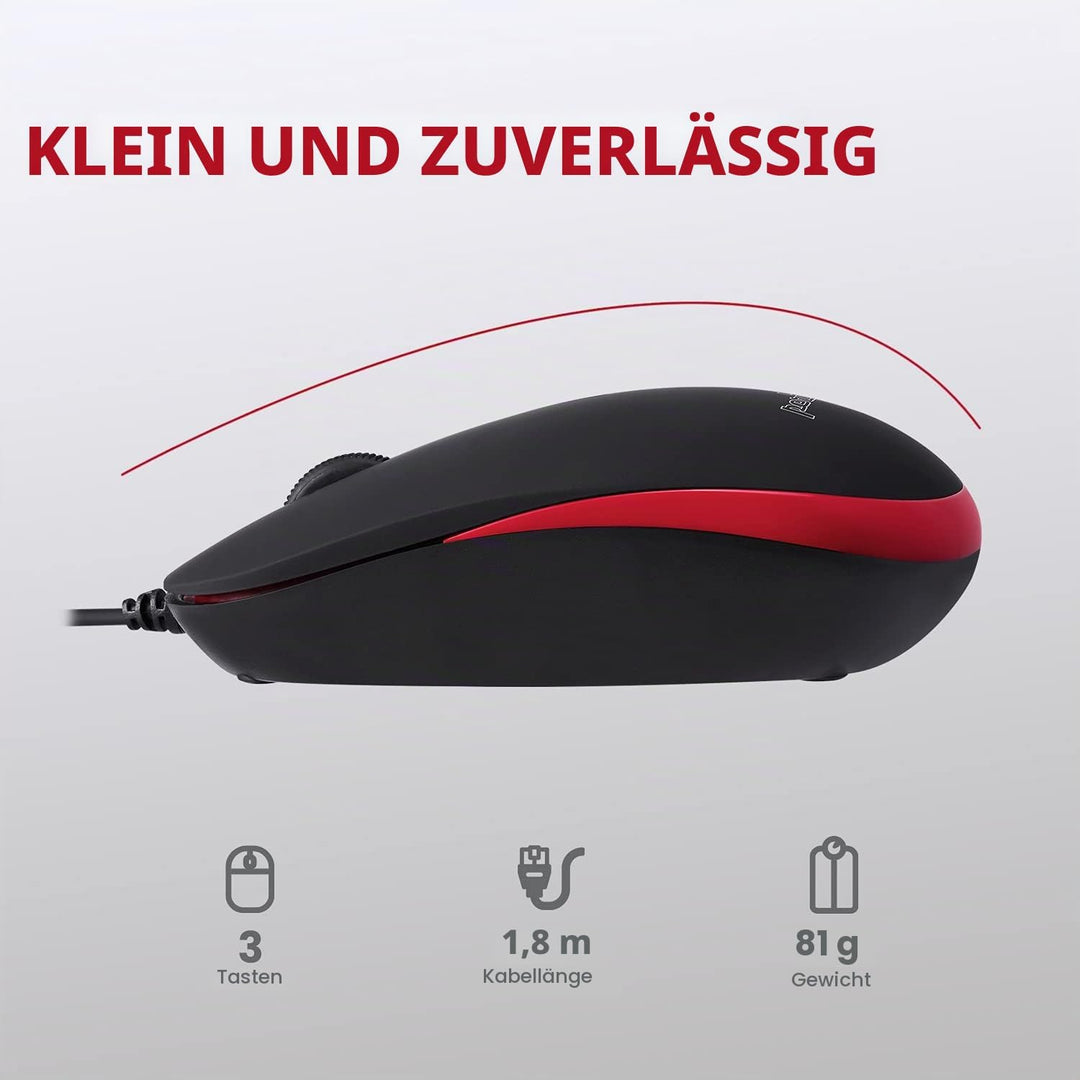 Perixx PERIDUO-212 Kabelgebundene Mini-Tastatur und Maus Set, USB Anschluss, Schwarz, US Englisch La