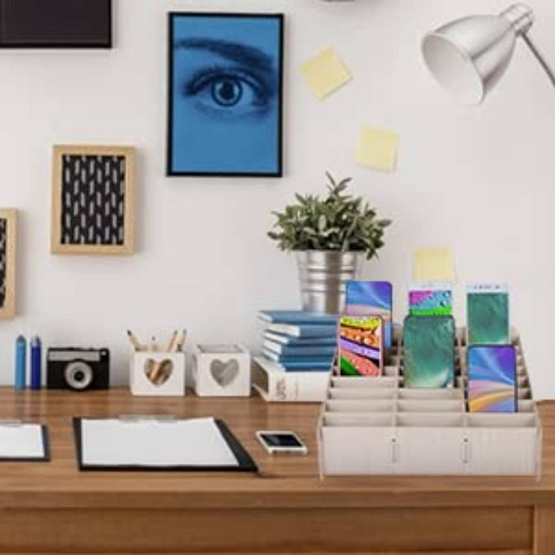 Handy Aufbewahrungsbox, Bambus Ladestation Desktop aus Holz Handy Verwaltungs Telefon Desktop Handyh