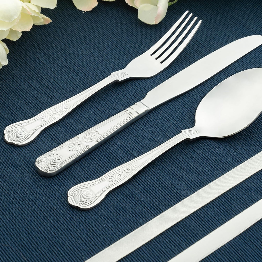 Grunwerg 24 teilig Besteck Set in einer Geschenkbox – KINGS STIL, 18/0 Edelstahl, gemischte Bestecks