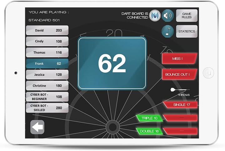 Carromco Elektronische Dartscheibe mit App - Turbo Charger 4.0 - Set: 6 Softdarts, 20 Ersatzspitzen,