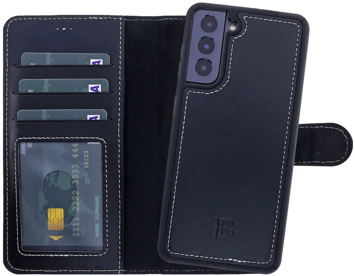 Burkley 2-in-1 Leder Handytasche für Samsung Galaxy S22+ - Abnehmbares Back Cover, 360° Schutz, RFID