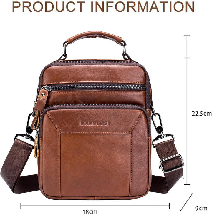 MANNUOSI Herren Schultertaschen business Freizeit Henkeltaschen echtleder vintage Handtaschen Einhei