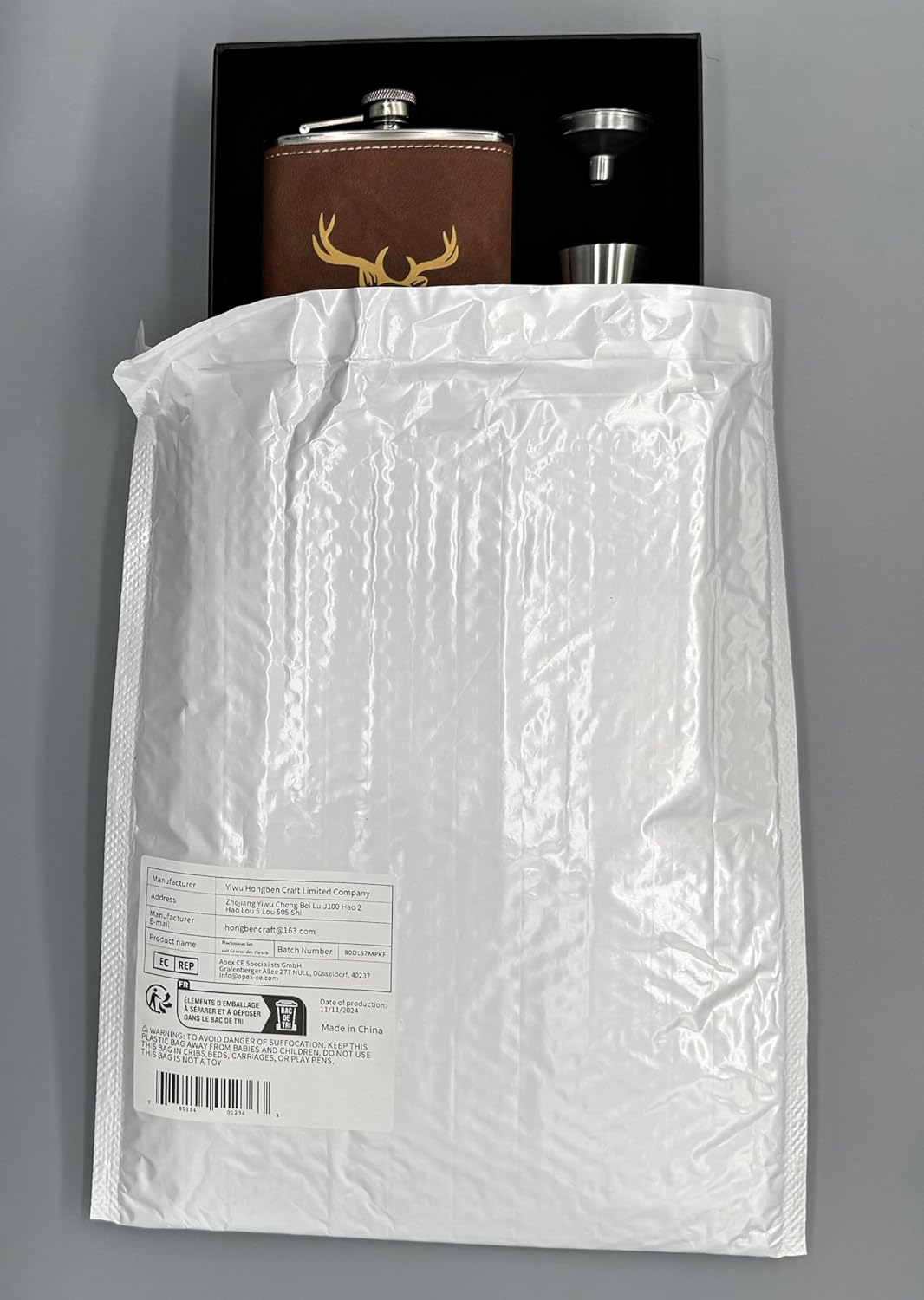 Flachmann Set mit Gravur der Hirsch, Flachmann Edelstahl Gross 12oz/355ml Personalisiert für Geburts