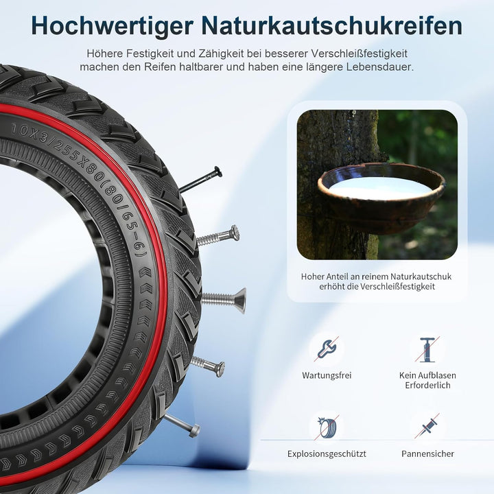 10×3 Vollgummireifen 255x80(80/65-6) Solide Reifen für Kukirin G2 Max/Kukirin G3 Pro/Joyor y8-s/Joyo