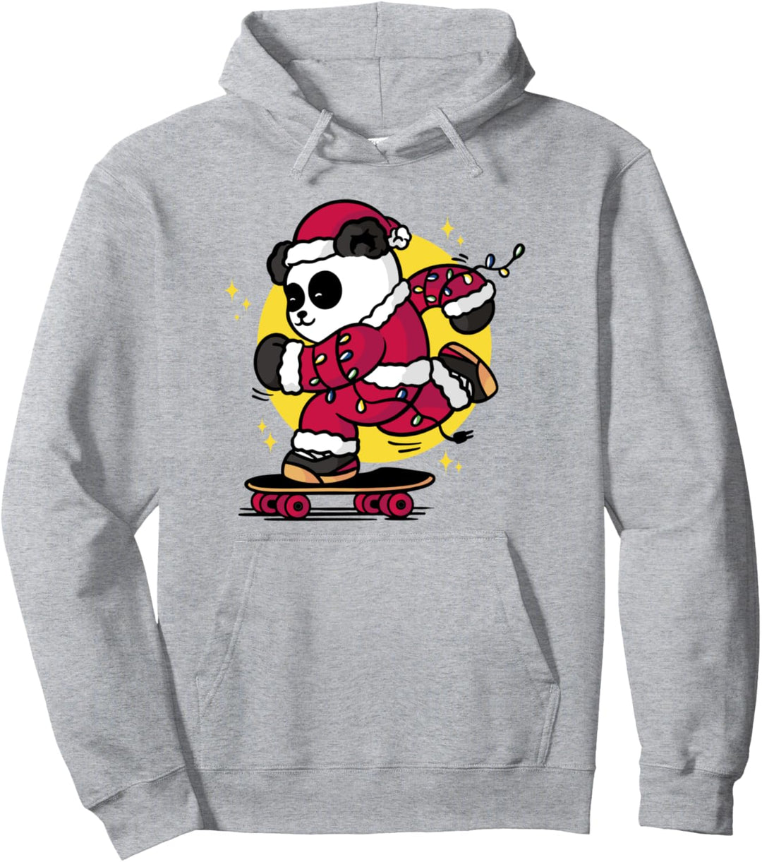 Skating Panda Weihnachten Skate Skateboarding Santa Claus Bär Pullover Hoodie