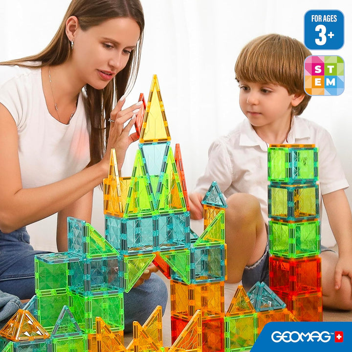 Geomag Magnetic Tiles Gems 100 – Magnetische Konstruktionen 100 Stück 3D-Bretter – Pädagogisch Blöck