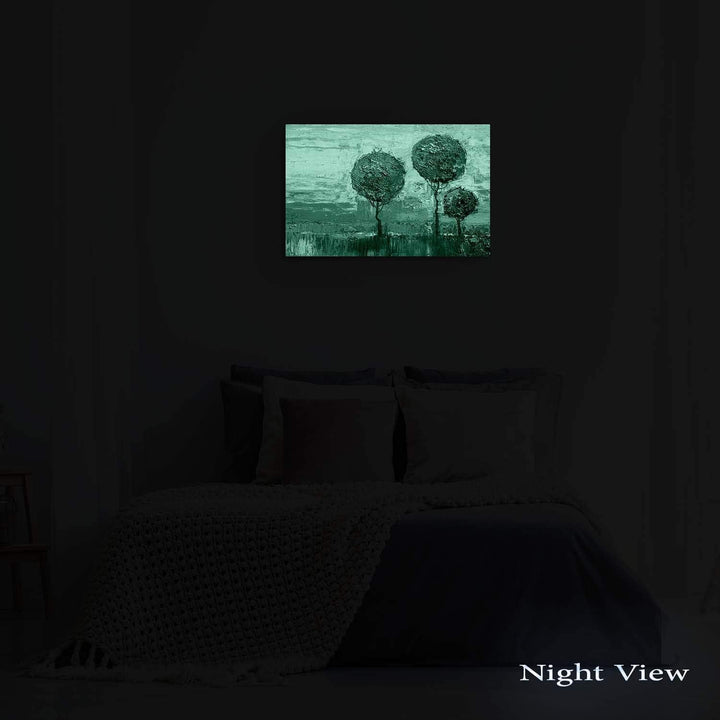 Startonight Bilder Regenbogen Bäume Grüne Gelbe Blau, Leinwandbilder Moderne Kunst, Abstrakte Wandde