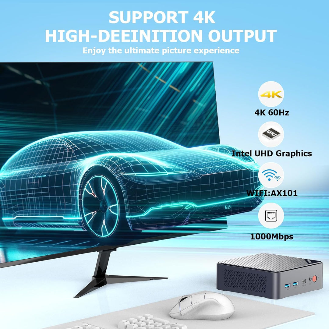 AWOW Mini PC W-11 Pro Twin Lake-N N150 Quad Core 3.60 GHz, 16 GB DDR4 3200MHz 512 GB M.2 PCIE3.0 SSD