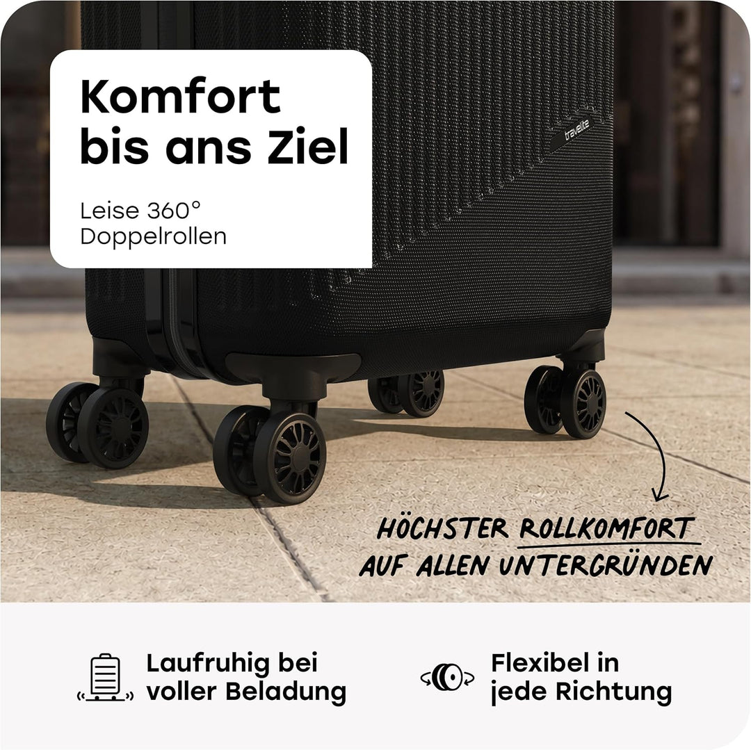 travelite 4-Rad Handgepäck Koffer klein 37 Liter, Gepäck Serie BALI: ABS Hartschalen Trolley erfüllt