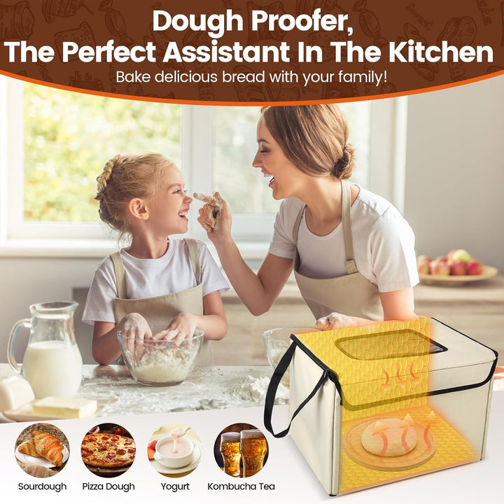 Brot Gärbox Sauerteig mit Heizung, Faltbare Brot Gärschrank Einstellbare Temperatur & Timer, Teiggär