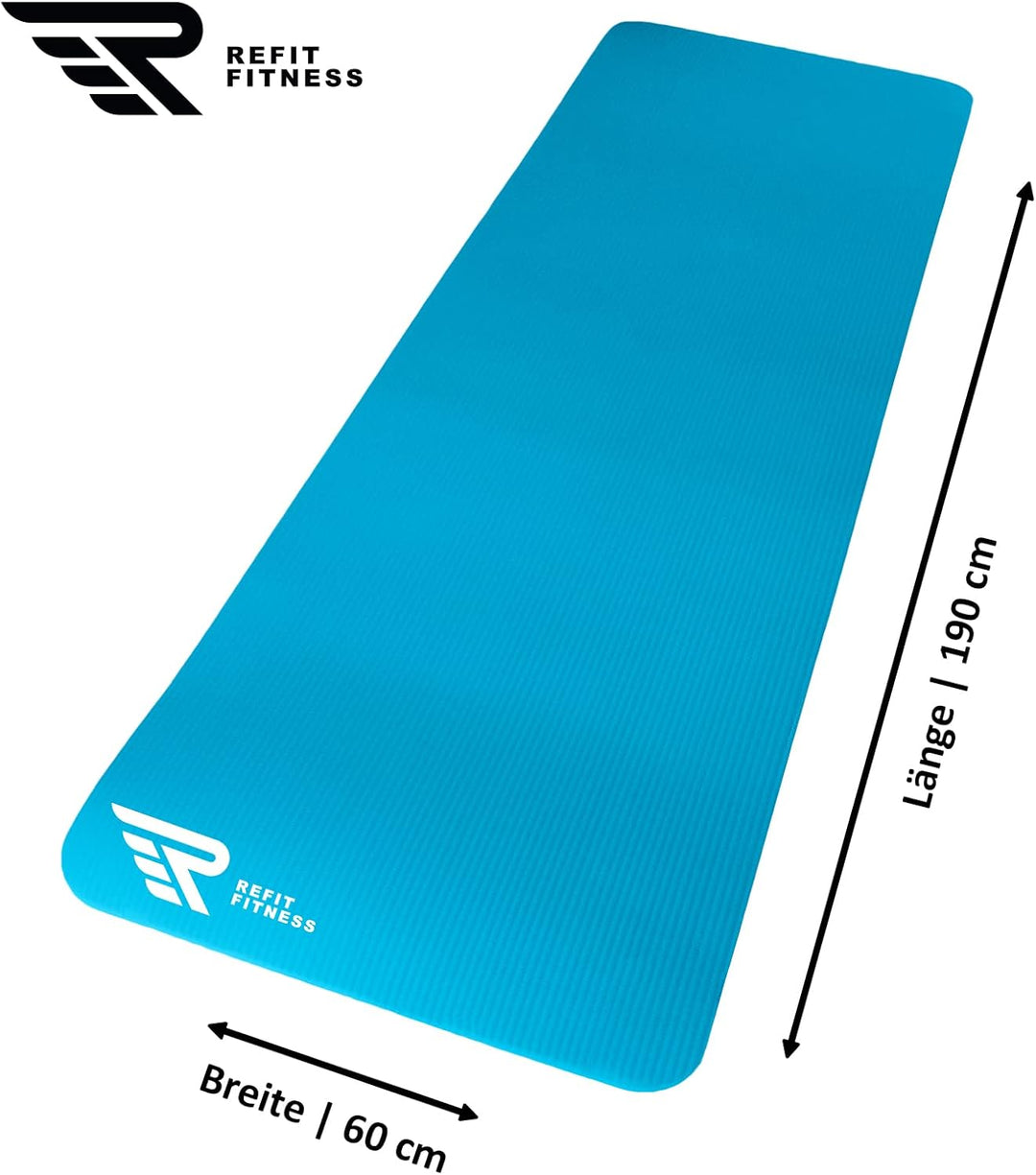 REFIT FITNESS Sportmatte Comfort-Max 190 x 60 x 1.5 cm [PainProtect & SmartCell NBR] Yogamatte Rutsc