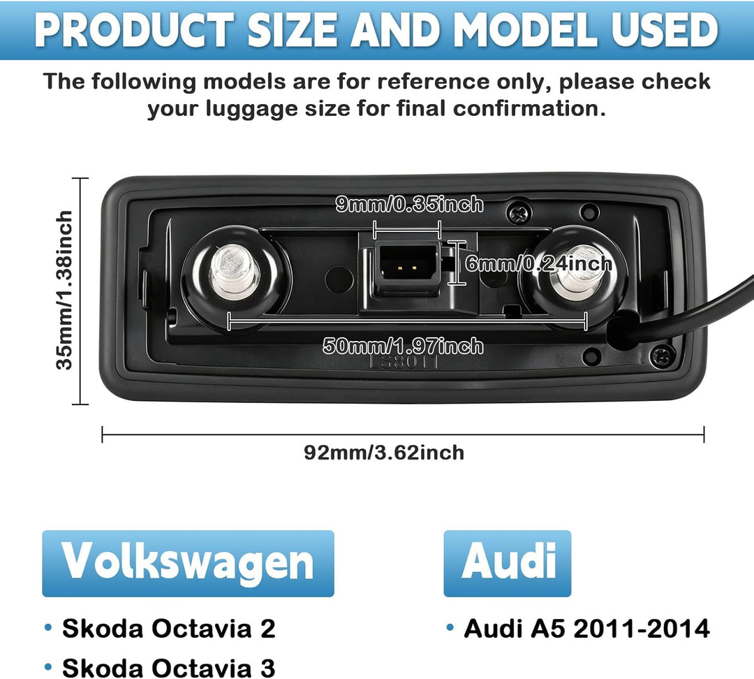 HD 1080P Auto Rückfahrkamera Ersatz für Skoda Octavia 2 3 Audi A5 2011-2014, 170 Grad Weitwinkel Aut