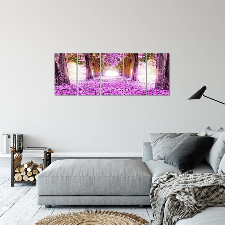 Runa Art Bild Wald Landschaft Wandbilder auf Vlies Leinwand 5 Teilig Wanddekoration Schlafzimmer Woh