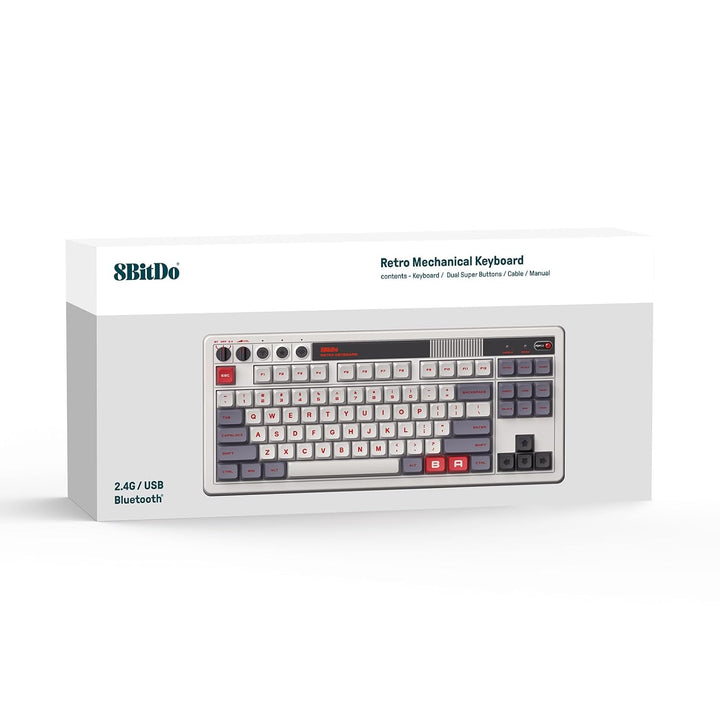 8Bitdo Retro Mechanical Keyboard, Bluetooth/2.4G/USB-C Hot Swappable Gaming Keyboard with 87 Keys, D