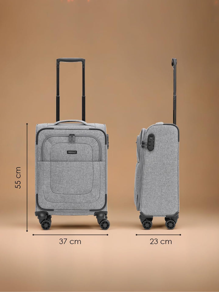REDOLZ Cabin Weichschalen Kabinen-Koffer | Leichter Trolley mit 4 Doppelrollen für Damen & Herren 37