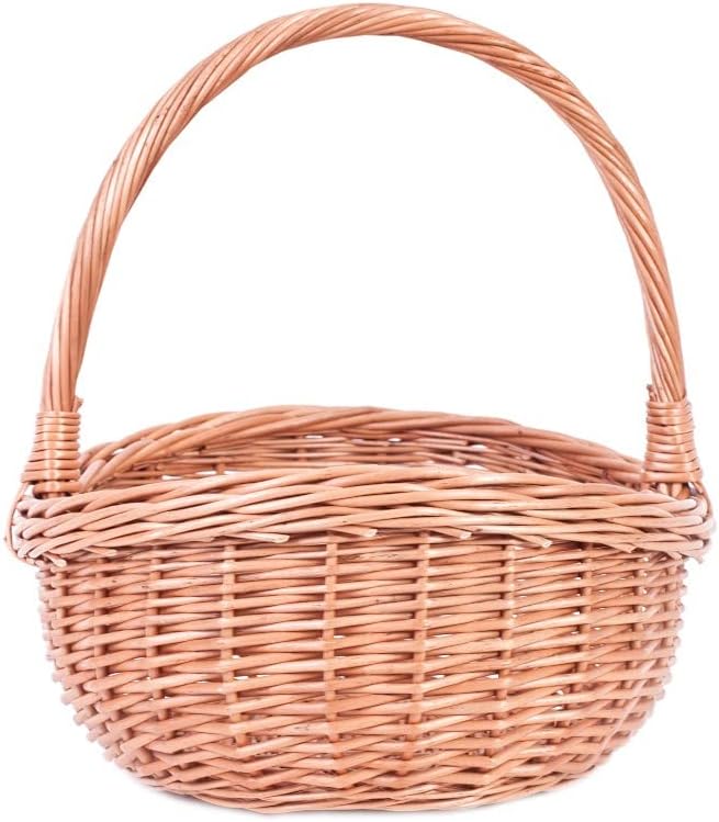 Einkaufskorb Weide Geflochtener Korb mit Henkel Aufbewahrungskorb Leicht Picknickkorb Geschenkkorb L