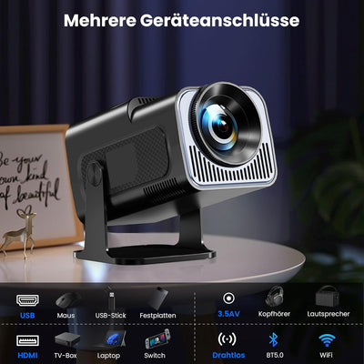 HIPPUS Mini Beamer 4K Heimkino, Projektor 4K Unterstützt 1080P Full HD, Projector mit Android OS 11.