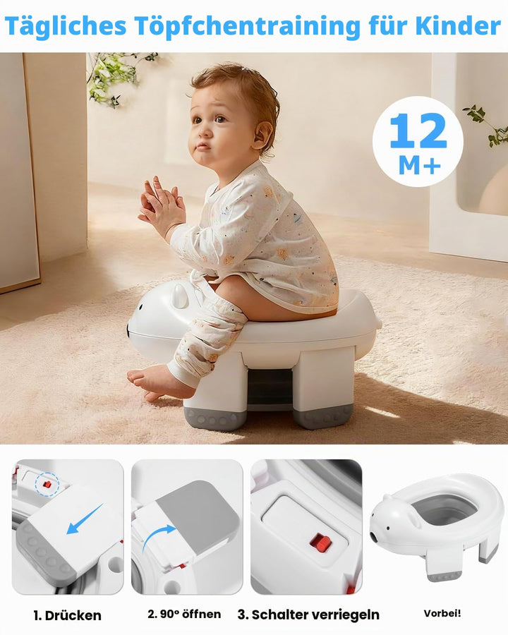 Töpfchen Toilettensitz Kinder, 3 in 1 Faltbares Reisetöpfchen Kinder, Töpfchen für Unterwegs, Baby P