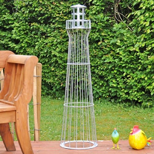 Leuchtturm 1,35m hoch verzinkt, Gabione, Garten-Dekoration, Metalldeko