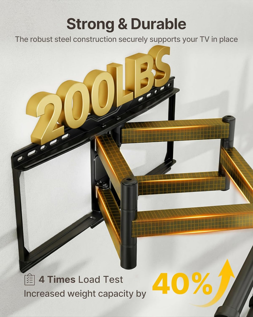 monTEK Heavy Duty TV Wandhalterung für 50–100 Zoll Fernseher bis 75 kg, Full Motion Wandhalterung Fe
