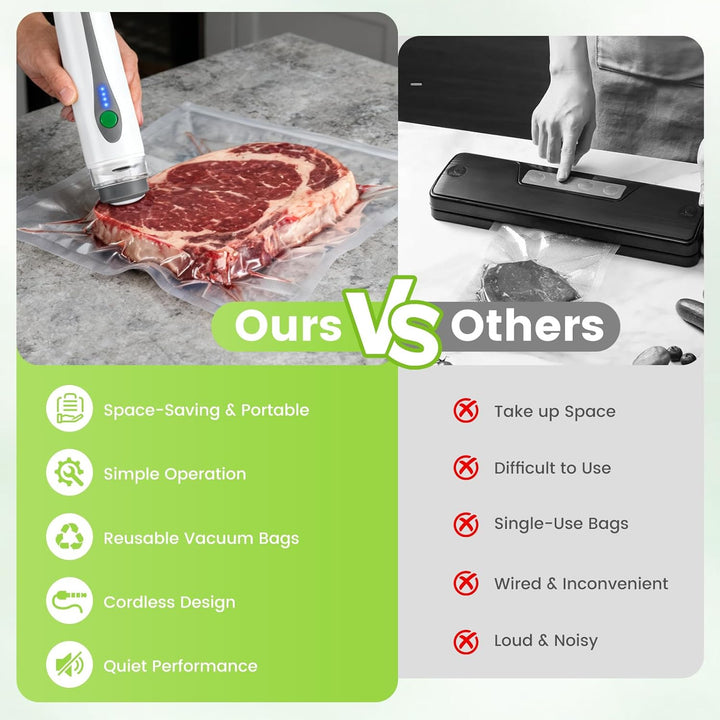 Tragbares Vakuumiergerät für Lebensmittel, Handheld-Vakuumierer, kabelloses vacuum sealer zum Konser