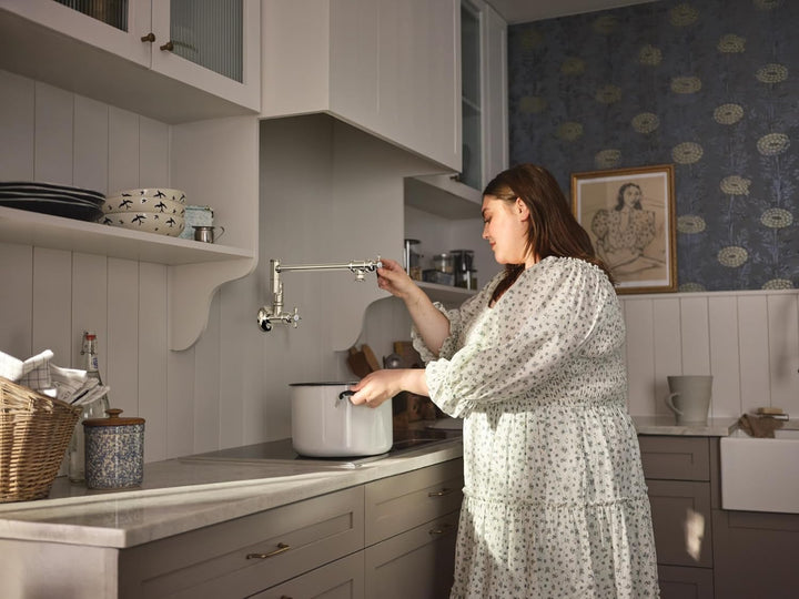Moen S664NL Traditional Pot Filler Traditioneller Schwingarm Topffüller, Polierts Nickel, Polierts N