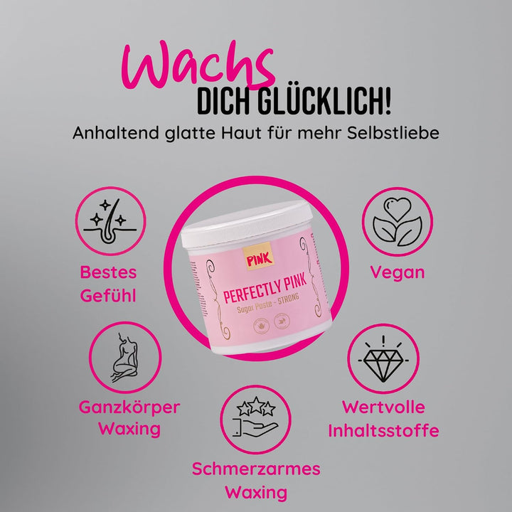 Pink Cosmetics Zuckerpaste Strong Waxing Haarentfernung 500g – Sugar Paste Sugaring Enthaarung für d
