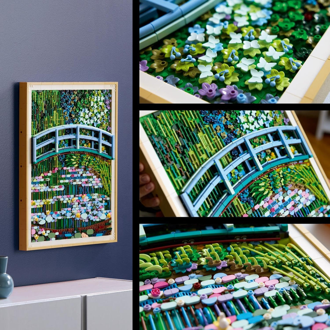 LEGO Art Claude Monet - Die Brücke über den Seerosenteich - Hängendes 3D Wandkunstwerk für die Wohnu
