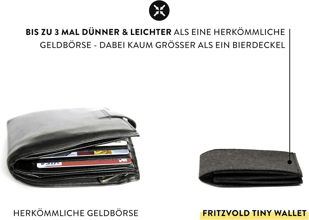 FRITZVOLD Tiny Wallet mit RFID-Schutz & Münzfach, extrem kleines, dünnes Portemonnaie für Herren & D
