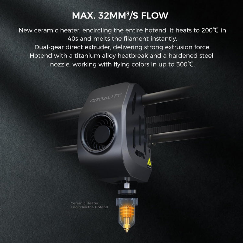 Creality K1 Max 3D Drucker Druckgeschwindigkeit von 600mm/h Max. Fluss von 32mm³/s Automatisches Niv