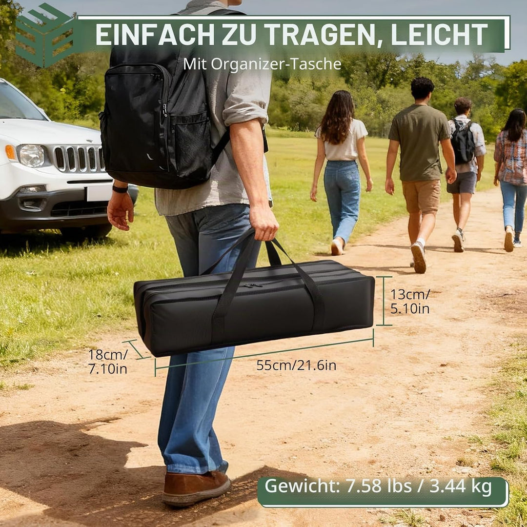 EYPINS Campingtisch Klapptisch 88x38cm, Tragbarer Grilltisch & Esstisch 38-55cm Höhenverstellbar Alu