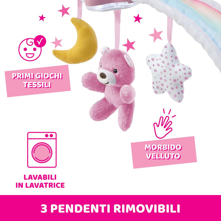 Chicco Regenbogen-Spielbogen für Kinderbett, 2in1 Evolutionskompatibel Next2Me, Babywanne mit Regenb