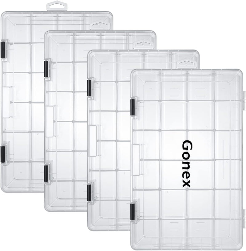 Gonex Köderboxen Angeln, Tackle Boxes 3/4 Stück, Transparente Kunststoff Angelbox mit Verstellbaren