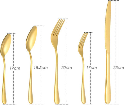 OGORI Besteck Set 8 Personen, 40 teilig Spiegelpolierte Gold Besteckset 18/10 Edelstahl Essbesteck S