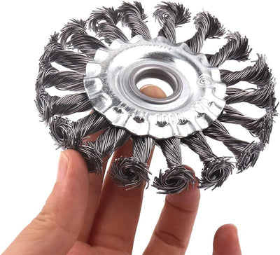ATOPLEE Drahtradbürste, gedreht, geknotet, 4 Stück 100mm Karbonstahl-Drahtrad für Winkelschleifer, f