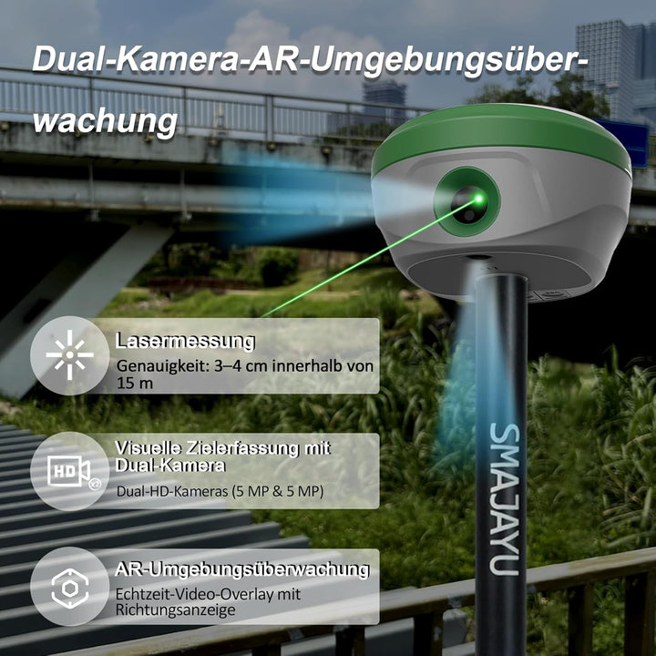 SMA28H Laser-RTK-GNSS-Vermessungssystem | 2 cm Genauigkeit | Dual-Kameras, Laser (max. 30 m), AR-bas