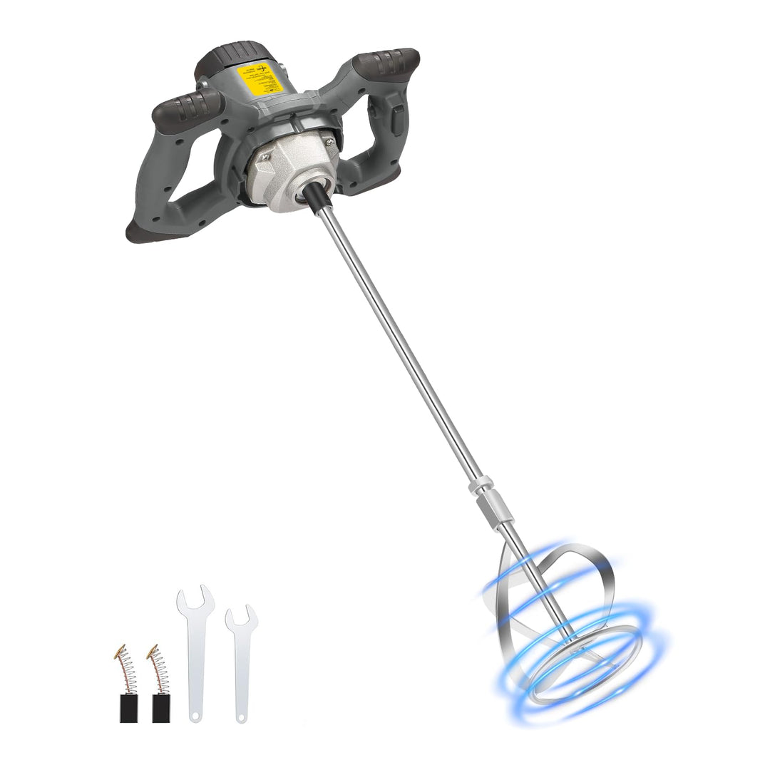 Rührwerk Mörtelrührer, 1200W Betonmischer, 6-Gang-Getriebe mit variabler,inkl. Mörtel 60CM mit M14 G