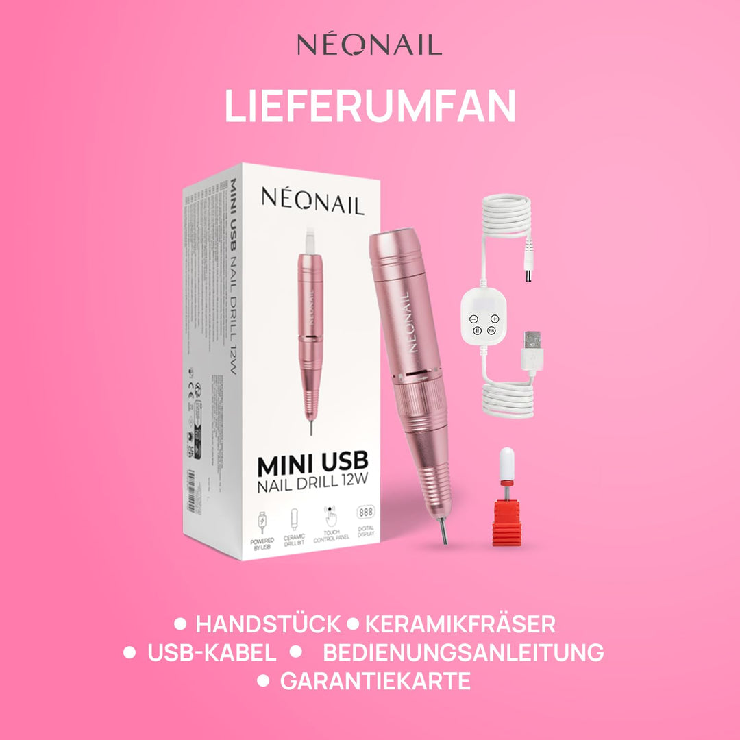 NÉONAIL Nagelfräser - Hornhautentferner Elektrisch - Nagelfeile - Mini USB Nail Drill 12 W - Manikür