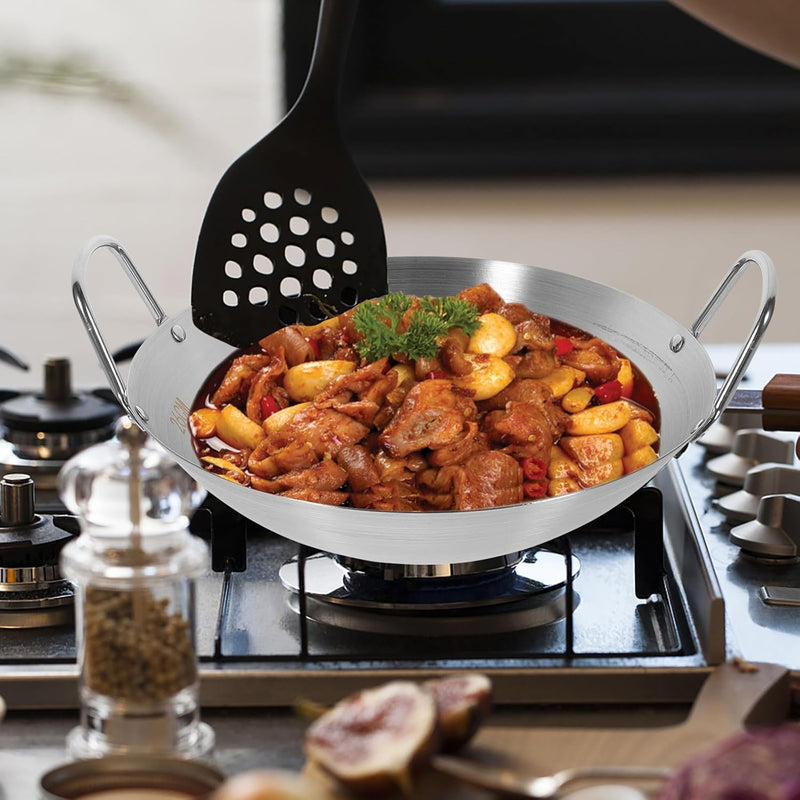 BESTonZON Edelstahl-wok Wokpfanne Aus Gusseisen Topf Mit Griffen Topf Aus Edelstahl Wok-topf Grillen