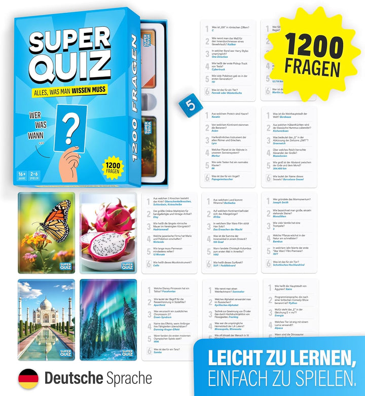 The World Game Super Quiz - Deutsche Version - Trivial Gesellschaftsspiele für Erwachsene mit 1200 F