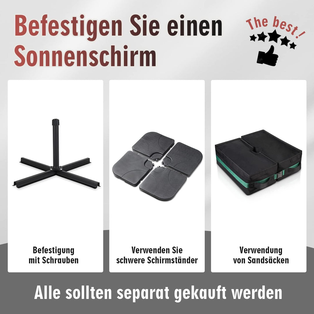 Sekey® 220 × 400 cm Doppelsonnenschirm mit kurbel| Gross Sonnenschirm Marktschirm für Terrasse,Balko